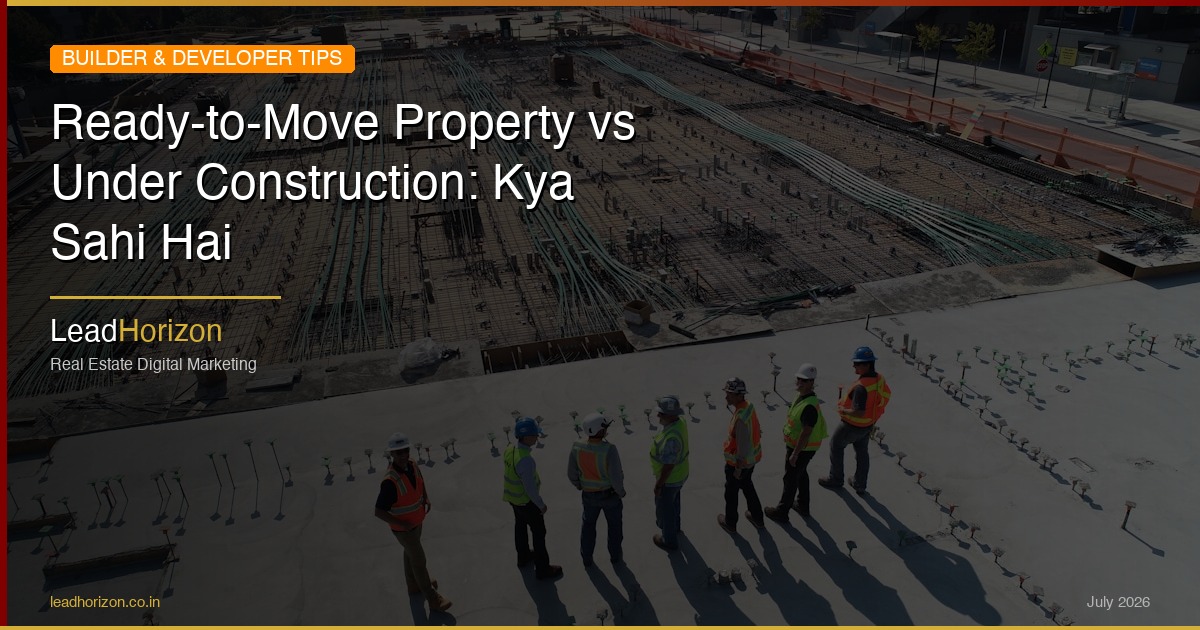 Ready-to-Move Property vs Under Construction: Kya Sahi Hai | LeadHorizon - ready to move vs under construction hindi Guide for Real Estate | LeadHorizon Delhi NCR